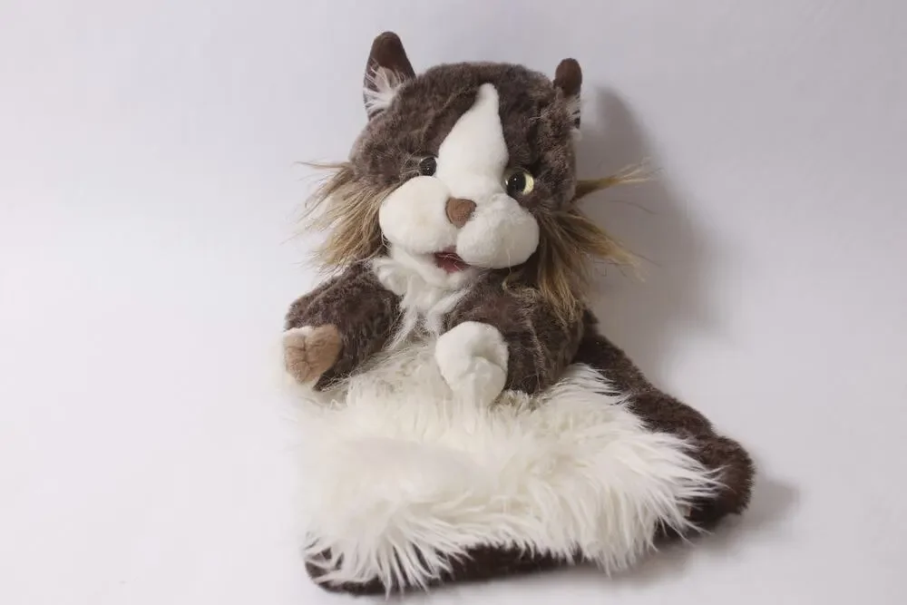 Folkmanis Cat Hand Puppet Vintage Soft Toy with White Brown Fur ~ 260209-WH 963